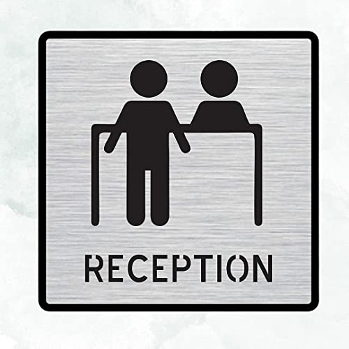 Image of CVANU 1pc Silver Acrylic RECEPTION Self-Adhesive Sign Board for Office /Hospital /Cafe Sign Board c82