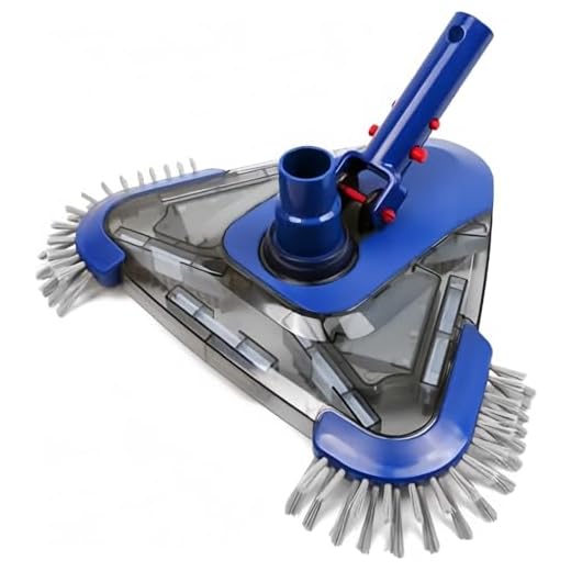 Poolvio Triangular Pool Vacuum Head with Side Brush, Swivel Hose Connection, EZ Clip Handle,3 Ball Wheels - Connect 1-1/4", 1-1/2" Hose for Inground and Above Ground Swmming Pools