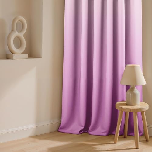 Image of Ultimate Trends Room Darkening Ombre Curtain | Polyester Gradient | Room Doors and Window| 6 FEET Pack of 2, Ivory Orchid