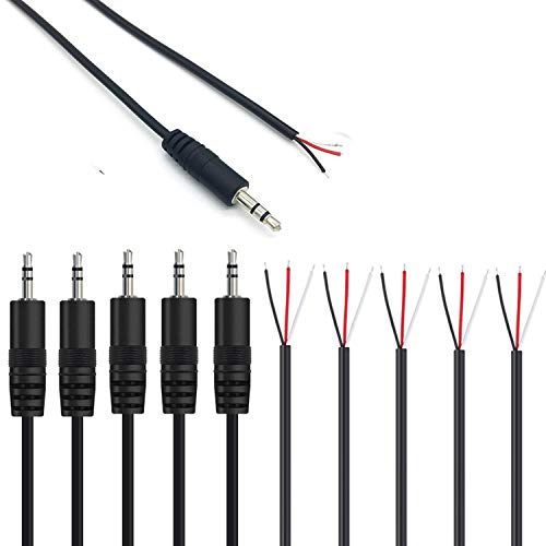 Cable con conector Jack 3.5mm macho a cable abierto 5 piezas miniatura 2