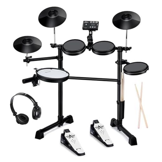 Asmuse Electronic Drum Set Kit for Adults Beginners with 8 inch Mesh Snare Electric Drum Set with Rim Shot and Cymbal Choke Function,USB MIDI Supported,2 Pairs of Drum Sticks &Headphone Set Included