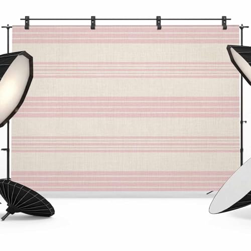 Pink Stripes Backdrop 8x6ft Modern Minimalist Lines Geometric Beige Photography Backdrop Fabric Photoshoot Background Tapestry Banner for Birthday Baby Shower Decoration Party Video Photo Studio Props