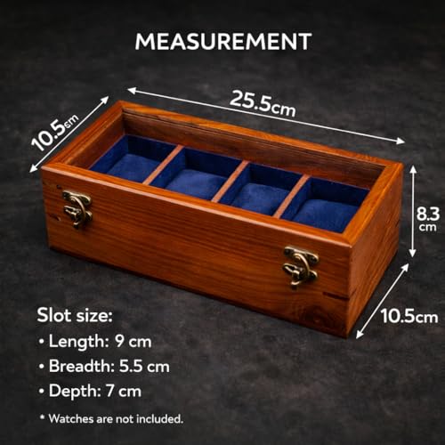 Image of Watch Box For Men, Wooden watch boxes, Watch case for men, Indian Rosewood Timekeeper box with hinged lid, Timepiece storage Box, Organiser Display Case, Gift for him(dark wenge)