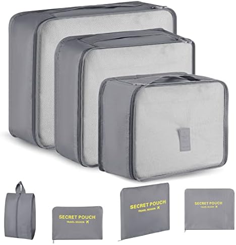 Amazon Brand - Umi Packing Cubes, 7PCS Packing Cubes for Suitcases, Travel Organiser Compression Packing Cubes, Travel Essentials Packing Cubes for Travel, Suitcase Organiser Bags, Watermelon