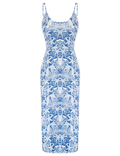 GRACE KARIN Women Casual Loose Summer Slip Dresses Beach Cover up Long Dress Green Tree XXL