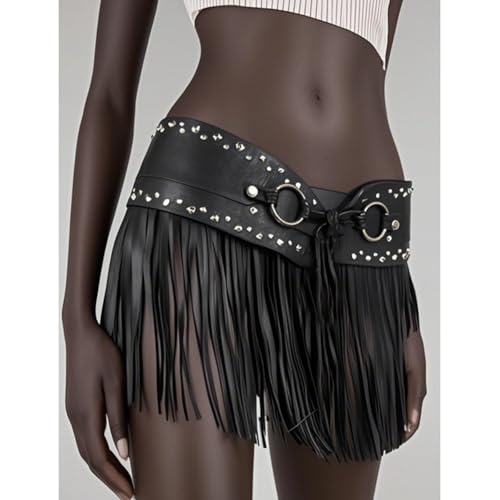 Black Corset Waist Belt For Women Waspie Waist Belt With Tassel Wide Elastic Daily Cosplay Halloween Costumes4