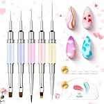 Beetles Nail Art Brushes Set 7 Pcs Double-ended Nail Art Brushes Kit Gel Polish Design Pen Liner Brush Petal Painting Brush Oval Brush Flat Brush Gradient Brush Dotting Pen Gifts for Women