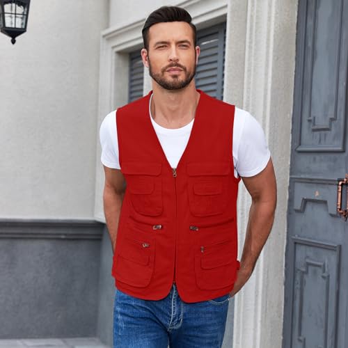 Jade Hare Men's Lightweight Fishing Safari Vest Travel Outdoor Work Sleeveless Jacket Cargo Vests Military Shooting Clothing4