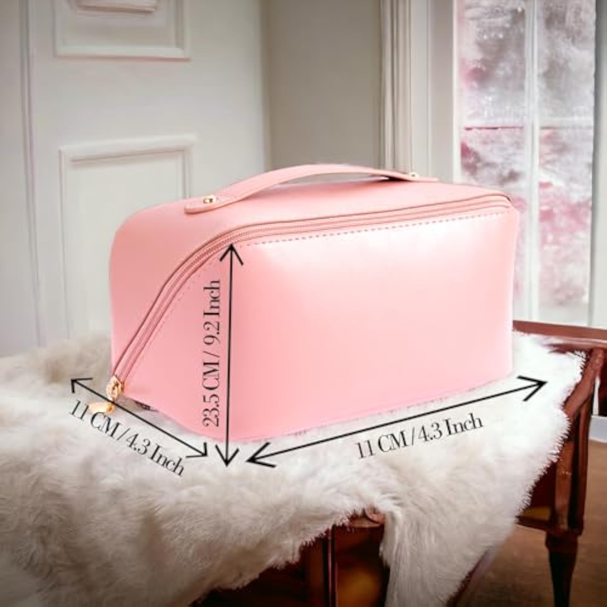 Cosmetic Pouch with Handle, Travel Makeup Organizer