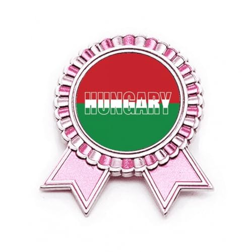 Broche drapeau de la Hongrie en métal rose taille M badge vêtement