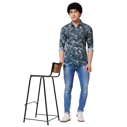 Image of Spykar Cotton Printed Half Sleeve Regular Fit Shirt for Men