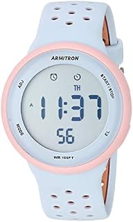 Armitron Sport Unisex 40/8423PPB Light Pink Accented Digital Chronograph Light Blue and Tan
