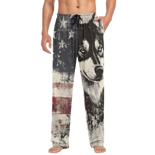 Mens Pajama Pants, Husky American Sleep Pjs Bottom for Men, Lounge Pant with Pockets S3