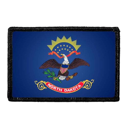 North Dakota State Flag - Color | Hook and Loop Attach for Hats, Jeans, Vest, Coat | 2x3 in | by Pull Patch
