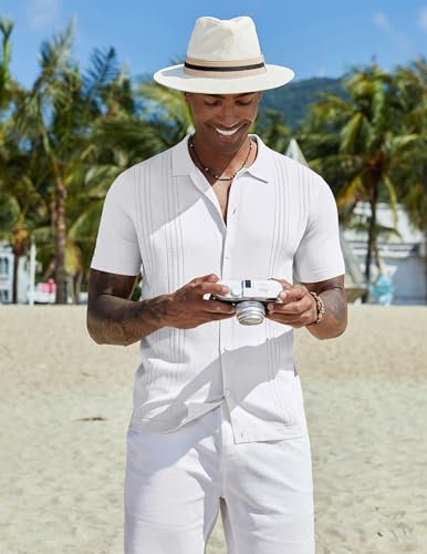 COOFANDY Men Casual Button Down Shirts Short Sleeve Summer Beach Shirt Fashion Camp Tops3