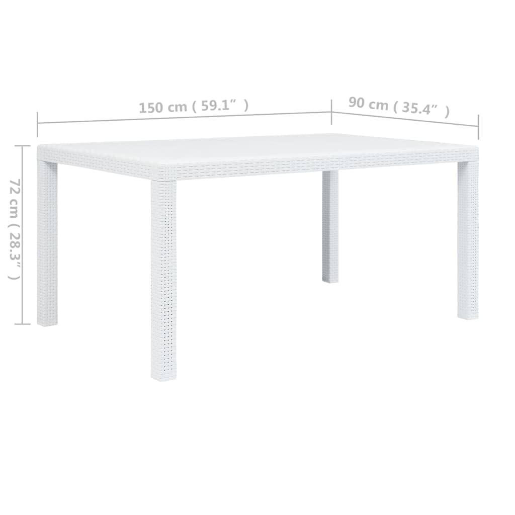 Stół ogrodowy Biały Plastik Rattan Wygląd 150x90x72 cm