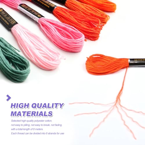 Stickgarn Set Baumwolle 50 Farben Embroidery Thread Weicher Stickerei Faden Set Stick Garn für Kreuzstich Armbänder Knüpfen Anfänger