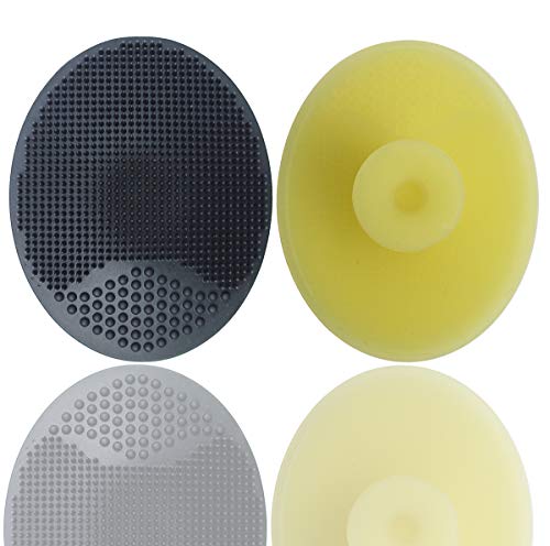 Silicone Face Scrubbers Exfoliator Brush&Baby Bath Brush& Facial Cleansing Brush&Baby Cradle Cap Brush&Silicone Massage Brush,Suitable for Adult Facial Cleansing and Baby Bathing (Large)