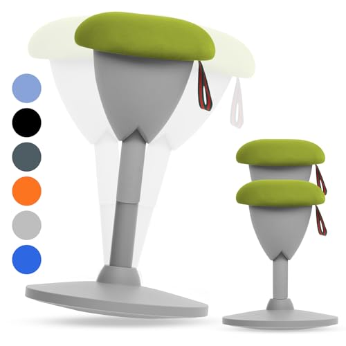 Image of Wobble Stool, Standing Desk Stool for Office Desks and Classrooms ADHD Chair Height Adjustable, Rotate 360 Balance Chair 18.9-26.9 Inches with Cushion (Gray-LightGreen)