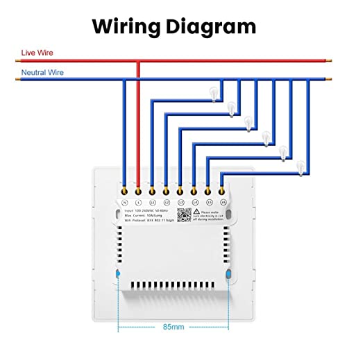 Interruptor Inteligente 4x4 Wi-Fi 6 botões Touch Screen Alexa Google Home Tuya Smart Life (White)