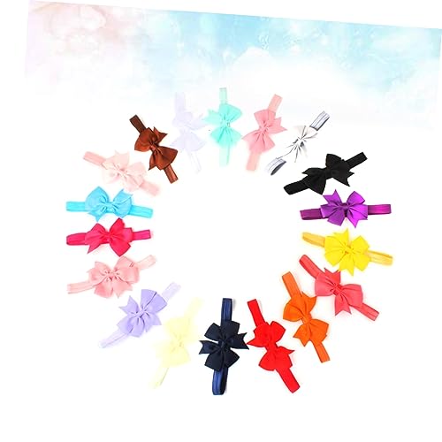 SUPVOX 20pcs Hair Bow Headbands Assorted Pure Color Shaped Ribbon Bows Soft Elastic Headbands for Newborns and Boy Girl Gift3