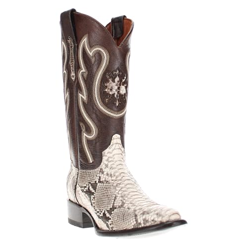 Vaccari Men's Crockett Genuine Natural Python Round Toe Western Cowboy Boots