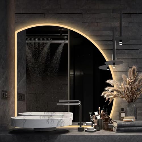 Miroir de salle de bain LED semi-circulaire 80 cm avec fonction antibuée