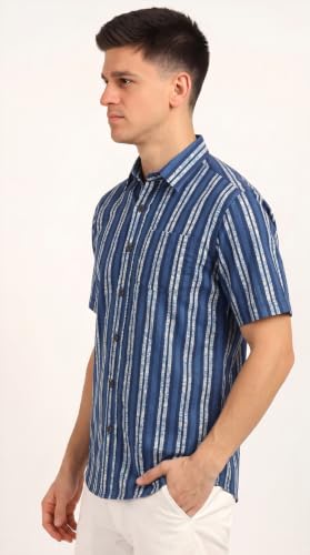 Image of BLOCKS OF INDIA Cotton Hand Block Print Half Sleeves Summer Shirt for Men