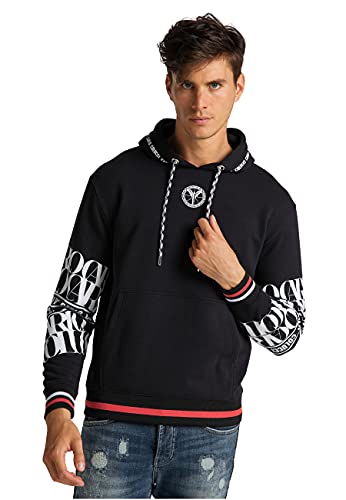 Carlo Colucci Hoodie mit Logoprint, Conserva, Schwarz, M