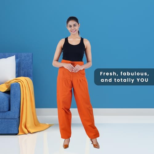 Image of Happy Bunny Salwar Pant - Modern Style Pure Cotton for Women - Ethnic Semi Patiala Trouser - Office,Home - All Day Comfort Wear with Drawstring