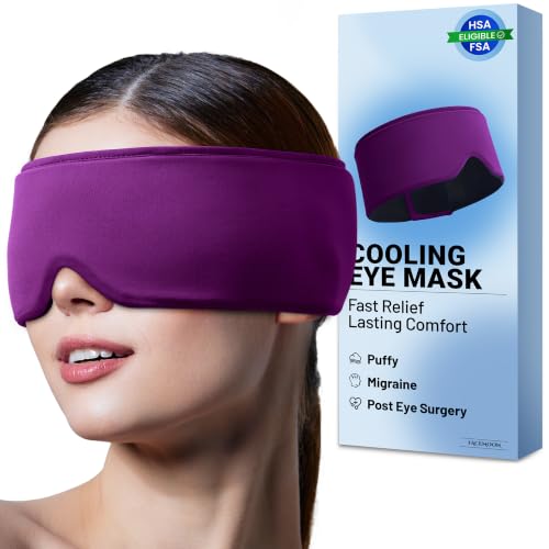Image of Cooling Gel Eye Mask for Puffy Eyes, Migraine & Headache Relief, Full Eye-Area Cold Compress for Eyes & Temples, FSA Eligible HSA Reusable Eye Ice Pack for Swelling & Post-Surgery Recovery