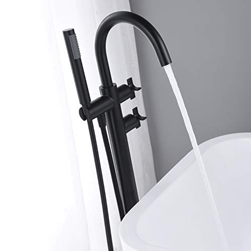 Grifería para bañera independiente Artiqua 1001BK color negro con ducha de mano, fabricada en latón miniatura 5
