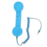 Vvikizy Ricevitore Telefonico Cellulare, Ricevitore Telefonico Cablato Multifunzione con Spina da 3,5 Mm e Cavo a Spirale da 9 Piedi, per Smartphone e Computer (Cielo blu)