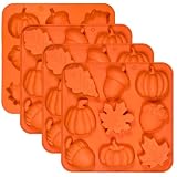 Pumpkin Silicone Mold - 4Pcs 3D Fall Silicone Mold Thanksgiving Candy Mold Autumn Maple Leaf Acorn shape Chocolate Mold Soap Candy Cake Pan Baking Molds for Cake Cupcake Decoration