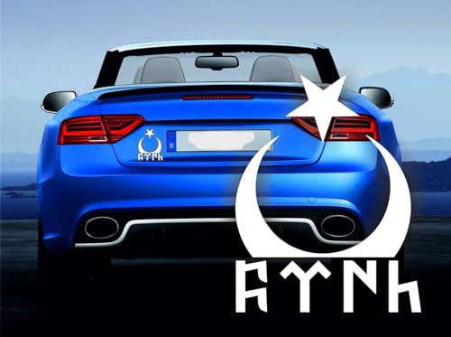 Saphir Design Göktürkce TÜRK Yazi/AyYildiz/Türkiye/muy Coole Autoaufkleber / 10x12 cm / A140 Color Blanco