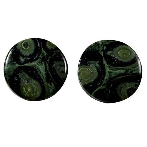 Paire de cabochons ronds en jaspe Kambaba véritable pour joaillerie artisanale