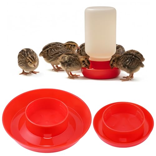 Enhon 2 Sizes Quail Waterer Base, Quail & Chick No Drown Water Base, Safety Waterer and Feeder, Compatible With 2.5inch Outer Diameter and Threaded Neck Bottle for Brooding Chicks(Bottle not included)