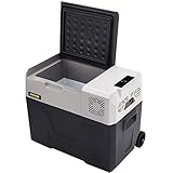 BuoQua 30L tragbarer Autokühlschrank Kompressorkühlbox Edelstahl Urlaub Isolierbox Mini Kühlschrank Kühlbox Auto und Steckdose