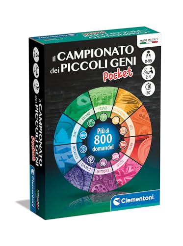 Clementoni - 16811 - Il Campionato dei Piccoli Geni Pocket - Quiz, Mazzo Di Carte Da Gioco Bambini 8 Anni, Gioco Da Tavolo, Gioco Di Società Famiglie, 2-4 Giocatori, In Italiano, Made In Italy