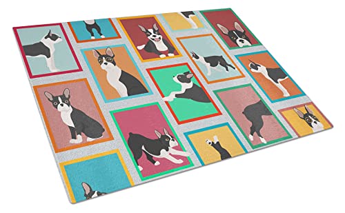 Tabla de Cortar Decorativa de Vidrio Templado con Diseño de Boston Terrier, Grande, para Preparación de Alimentos y Servir, Rectangular miniatura 1
