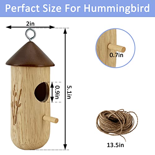 Hummingbird Houses For Outside Hanging, 2023 New Desigh Wooden Hanging Hummingbird House, Handmade Hummingbird Nest, Wren Finch Bird House For Garden Window Outdoor Home Decoration, 3 Pack #TOP4