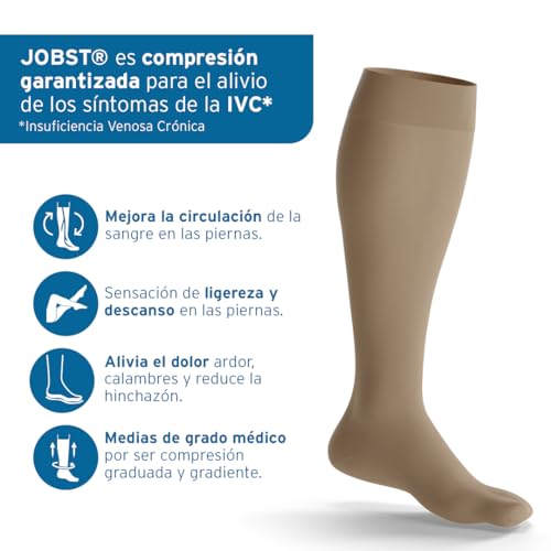 Image of JOBST forMen Knee High 15-20 mmHg Compression Socks, Closed Toe, Medium, Khaki