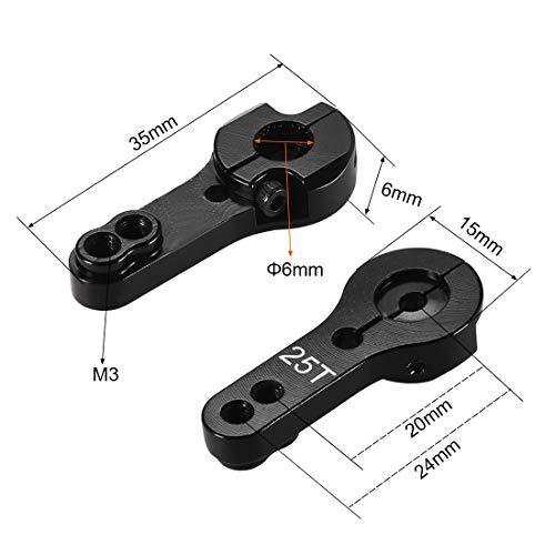 sourcing map 5 Stück Servo Horn Arm 25T Aluminium Servohorn M3 für Futaba Savox Xcore RC PKW Flugzeug -Schwarz