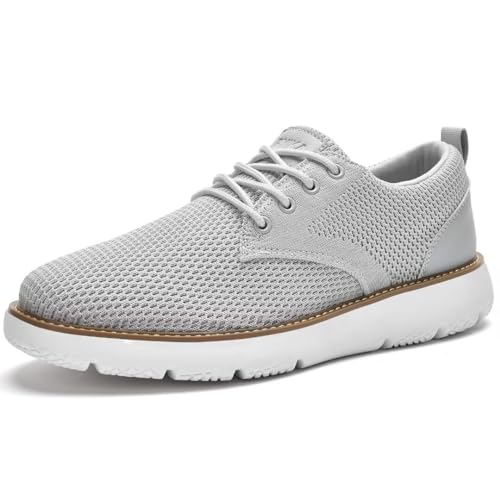 Image of Men's Breathable Mesh Comfortable Business Casual Shoes with Sneakers Design for Long Standing, Office Work, Formal Occasions & Walking Grey