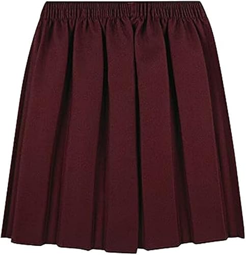 COSHAL - COSHAL® Jupes uniformes scolaires pour filles - Jupes d'été pour enfants et filles, jupe de cérémonie à taille élastique ronde, jupe plissée à taille élastique, bordeaux, 4-5 ans