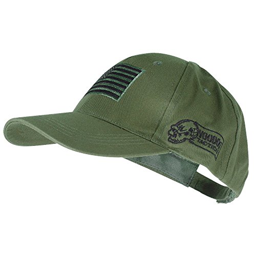 Voodoo Tactical 20-9353 Contractor Baseball Cap w/ Sewn on Flag Patch, Olive Drab