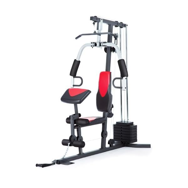 Home Gym Weider 214 lb Stack, 300 lbs, exercise chart, ankle strap, vinyl seats