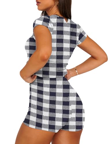 Image of SAMPEEL Womens Two Piece Lounge Sets Casual Summer Outfits 2 Piece Short Matching Clothing Set
