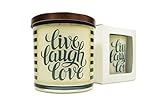 Live Laugh Love Candle - Natural Soy Candle, 12 oz Glass Candle, Gift Idea, Message Candle, Scented Candles Handmade, Inspirational Candles
