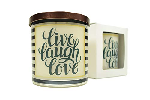 Live Laugh Love Candle - Natural Soy Candle, 12 oz Glass Candle, Gift Idea, Message Candle, Scented Candles Handmade, Inspirational Candles